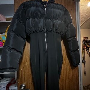 Chic Black Puffer Jumpsuit